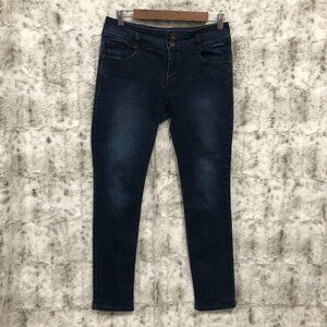 Genviet Women's 2 Button Dark Wash Mid Rise Blue Jeans Size 30